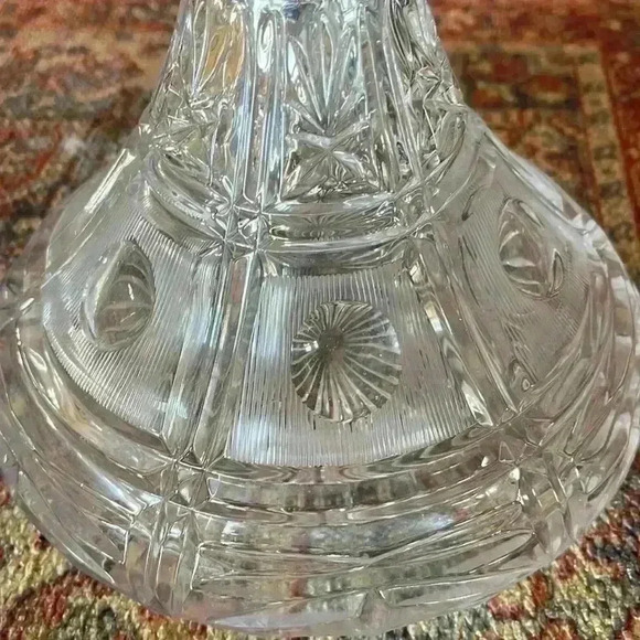 Cut glass beautiful wine decanter. Heavy. 1960s. - Picture 5 of 8